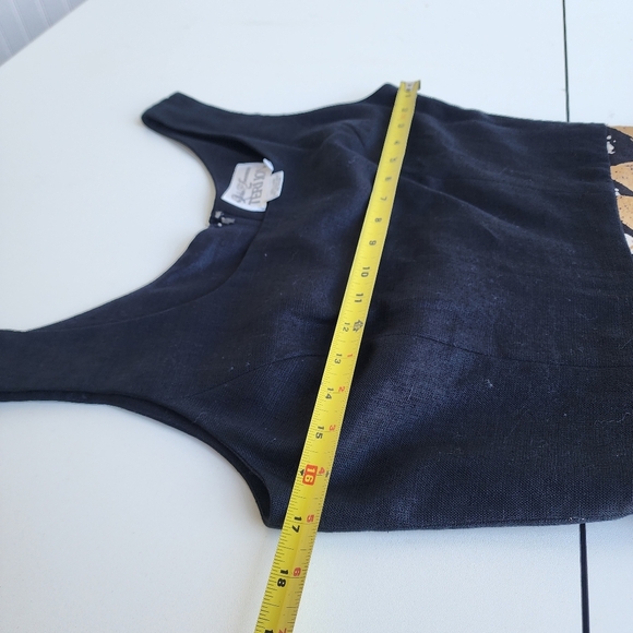 Richie Freeman For Teri Jon Black Tan Beige 100% Linen Sleveless Aztec Dress 6 - Picture 3 of 14